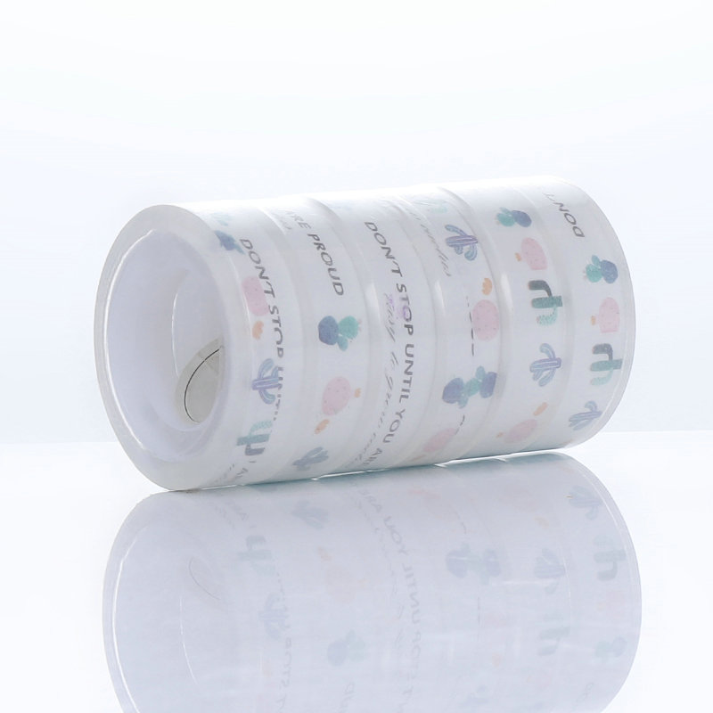 Bedrucktes, individuelles, superwasserdichtes, transparentes Kawaii-Klebeband, unsichtbares 12-mm-Briefpapierband für das Schulbüro